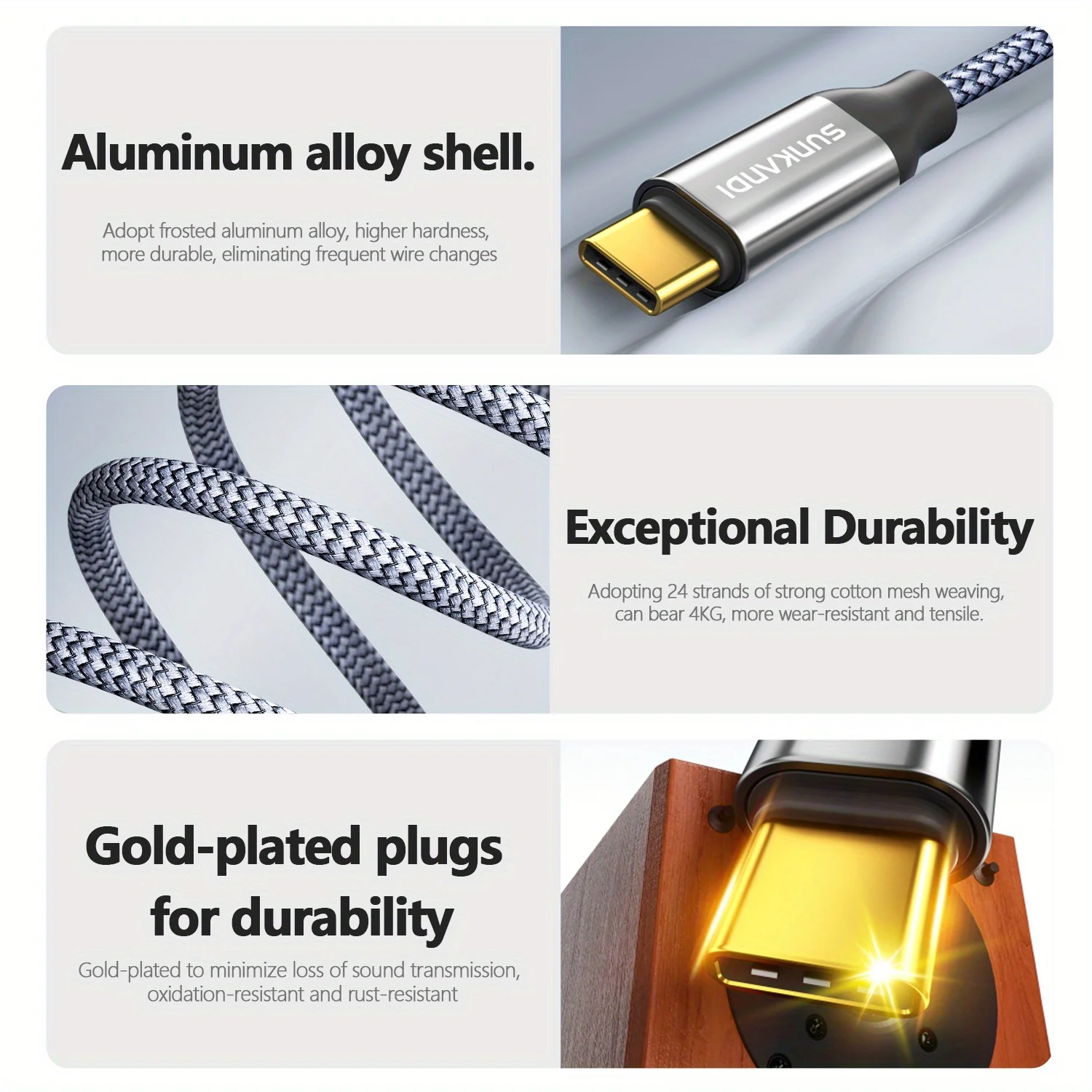 Cable de Audio SUNKANDI USB C a 2 RCA, Cable 2RCA a USB C, Divisor Y RCA, Audio Estéreo para Cine en Casa, Amplificador, Altavoz, TV, Hi-Fi