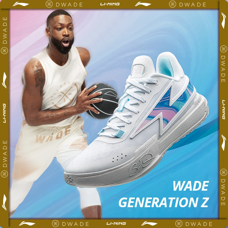 Li-ning zapatillas de baloncesto WADE GENERATION Z On Court para hombre, forro de cojín transpirable, zapatos básicos de equipo de hijo de Flash ABPU027