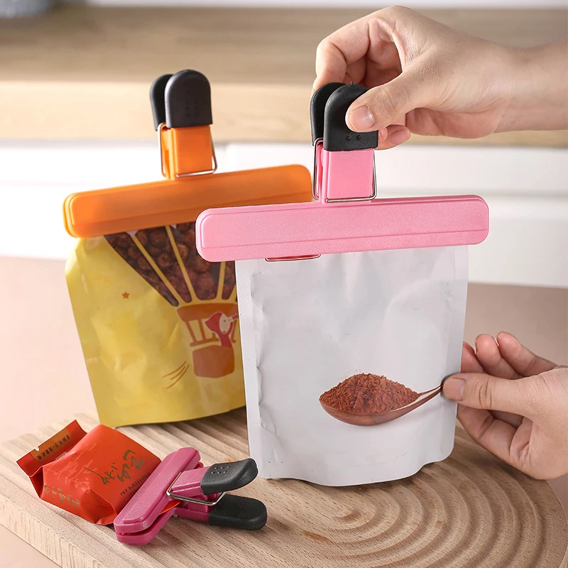 Clip de bolsa sellada para almacenamiento de cocina portátil grande, sellador de aperitivos de alimentos de plástico para café, pan, patatas fritas, 4 Uds.