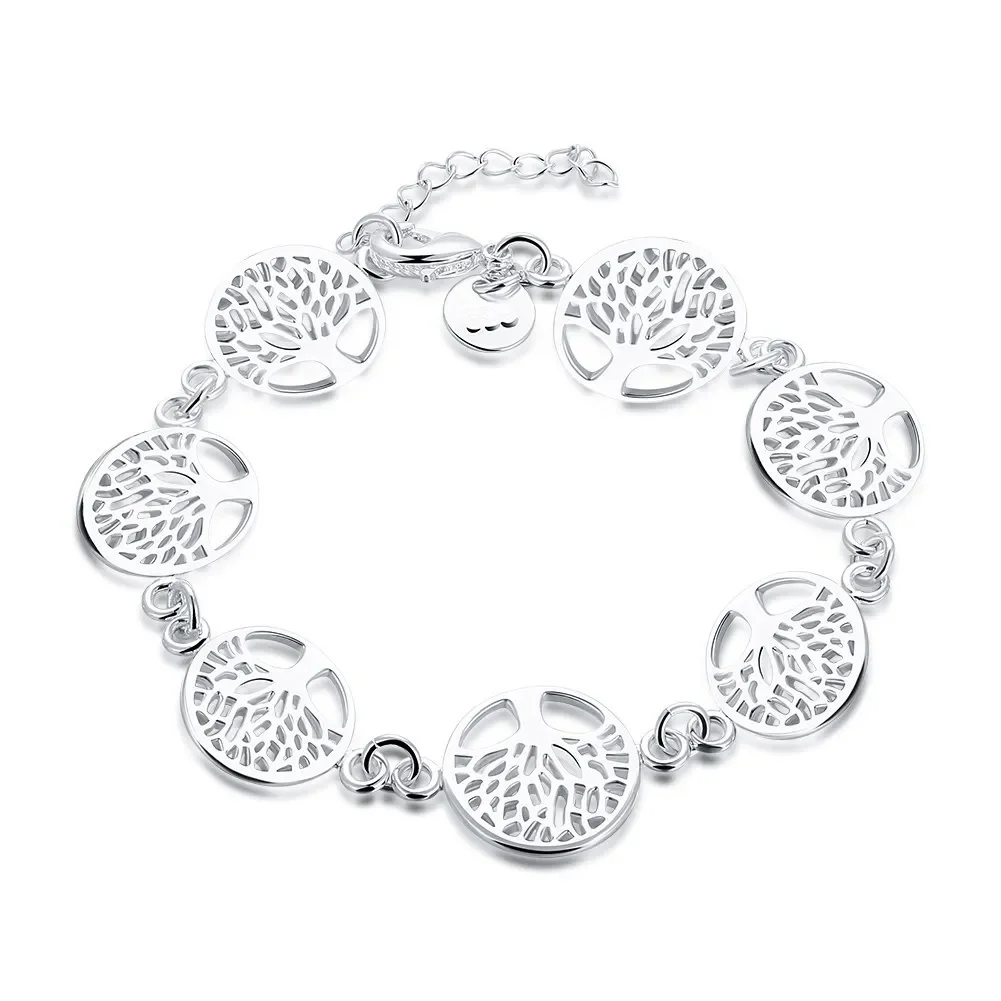 Nueva pulsera de plata de ley 925, pulsera de árbol de la vida para mujer, regalos de joyería de compromiso