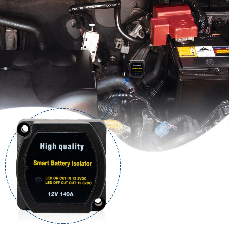 DaierTek-aislador inteligente de batería Dual, 12V, 140A, relé de carga dividida sensible al voltaje, VSR, accesorios para coche, relé VSR ​ para camper