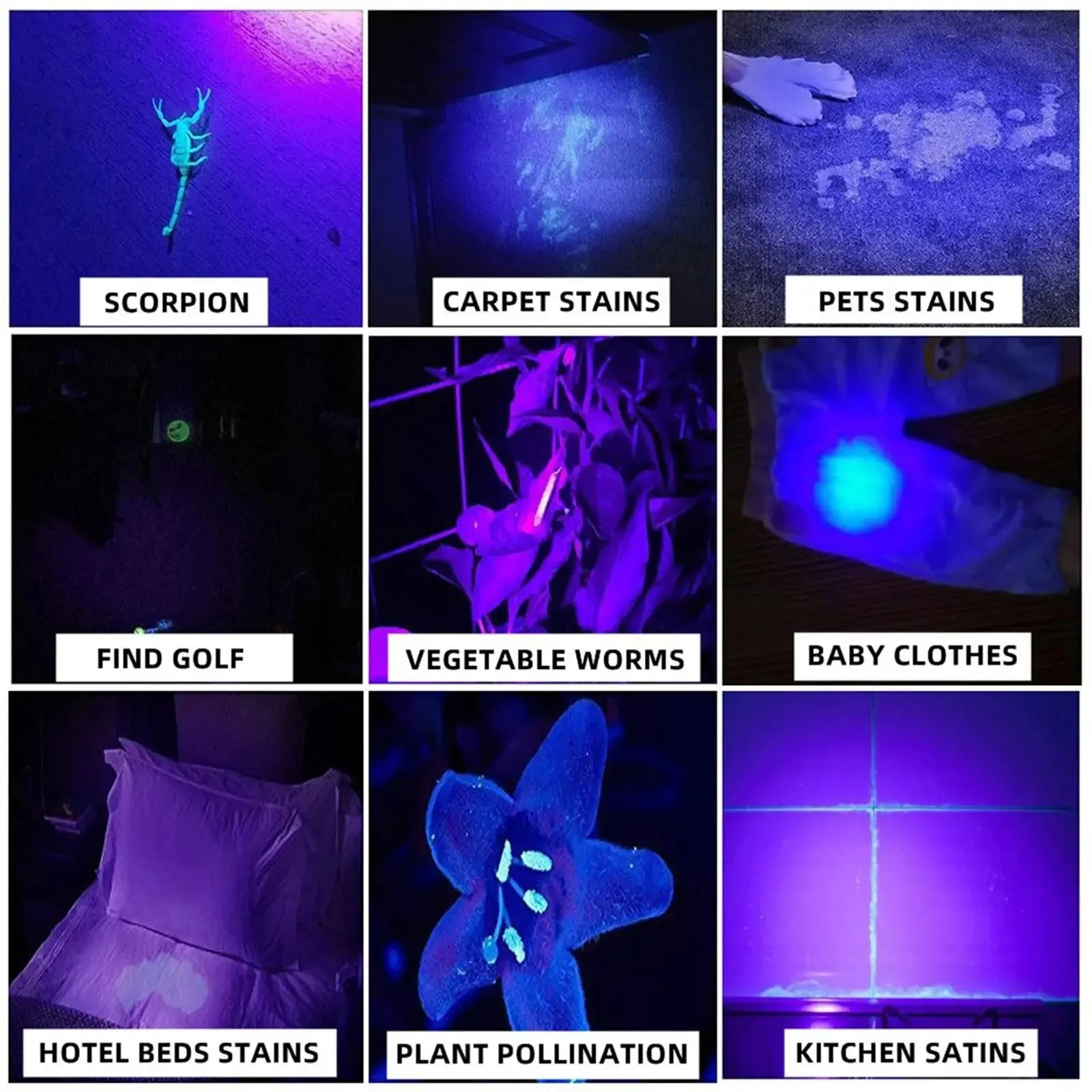 Zoom 20W LED linterna UV de alta potencia 365/395nm marcador de tinta Invisible gato perro orina tiña mineral dinero escorpión luz fluorescente