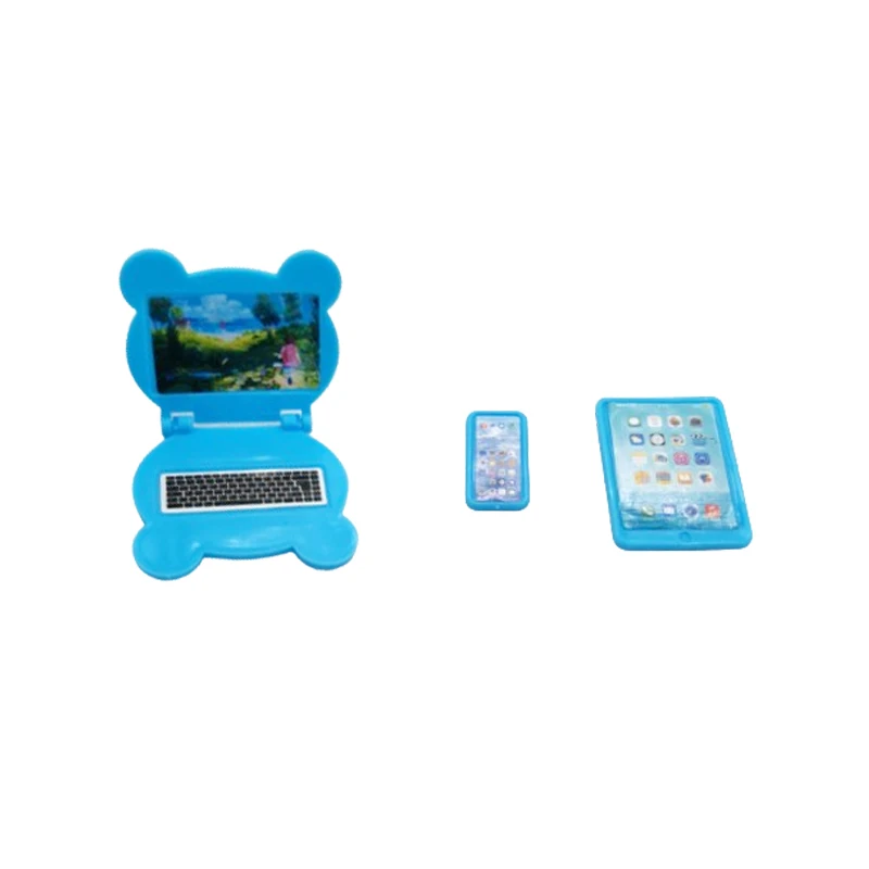 Juego de 3 Accesorios para Casa de Muñecas, Mini Artículos Kawaii, Computadora, iPad, Teléfono, Miniatura Divertida y Realista para Casa de Muñecas