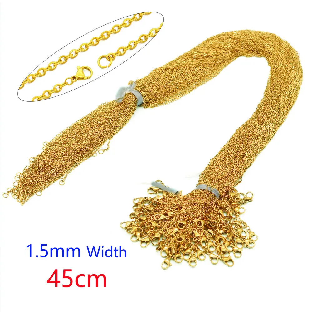Lote de 100 cadenas de acero inoxidable 316L de 40-55 cm, tipo Rolo O, que no se desvanecen, para collares, venta al por mayor, para mujeres, manualidades, joyería DIY