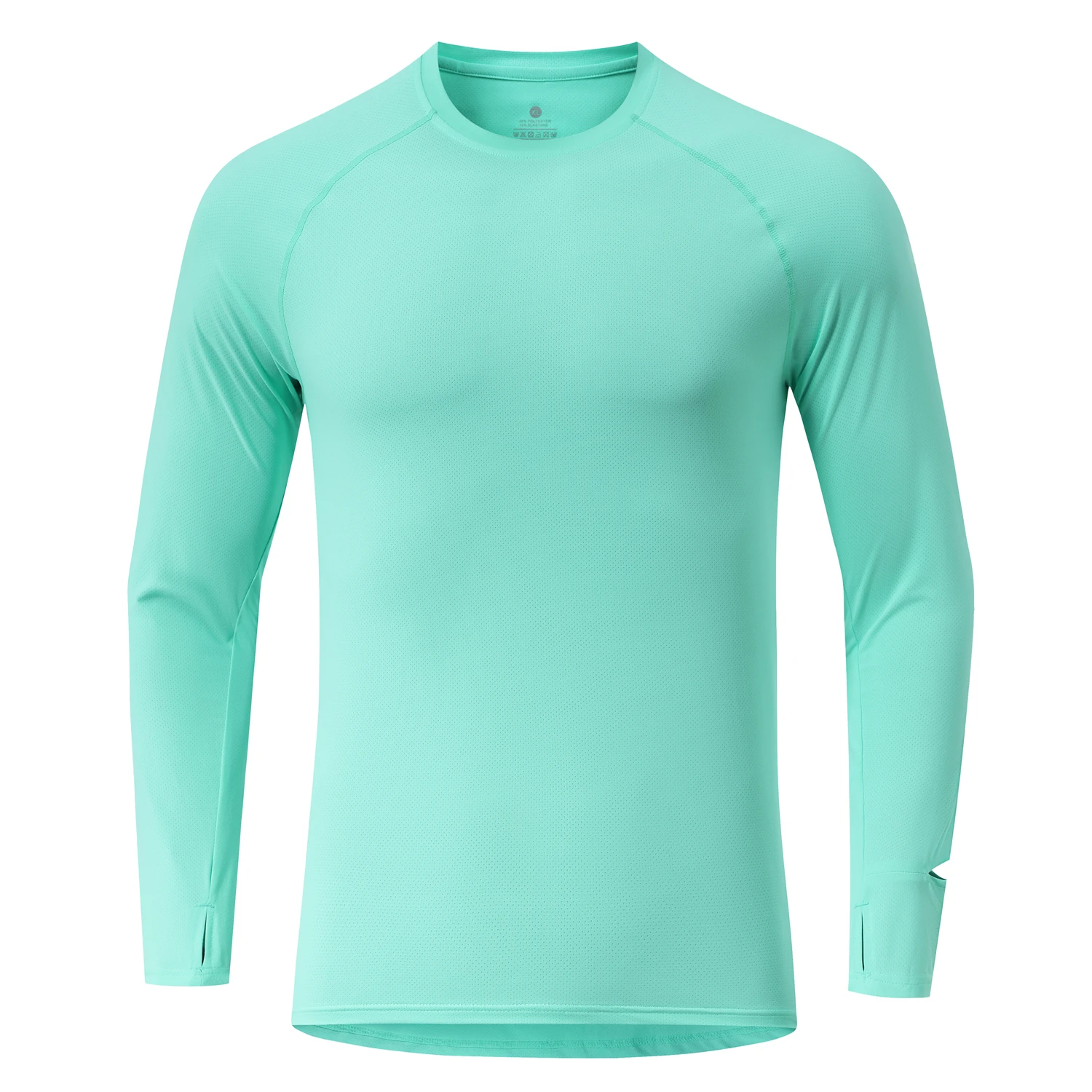 Camiseta para correr de otoño para hombre, camisetas de entrenamiento Anti-UV de manga larga, camisa de entrenamiento con agujero para el pulgar, puño antiestático de secado rápido