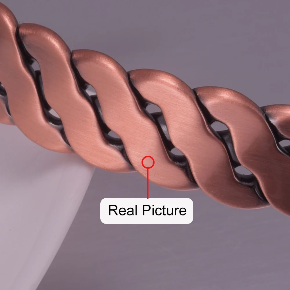 Pulseras de Cobre Puro Vinterly, Trenzadas a Mano, Ajustables de 12 mm, Joyería Magnética de Alta Energía para la Salud, Brazalete Redimensionable