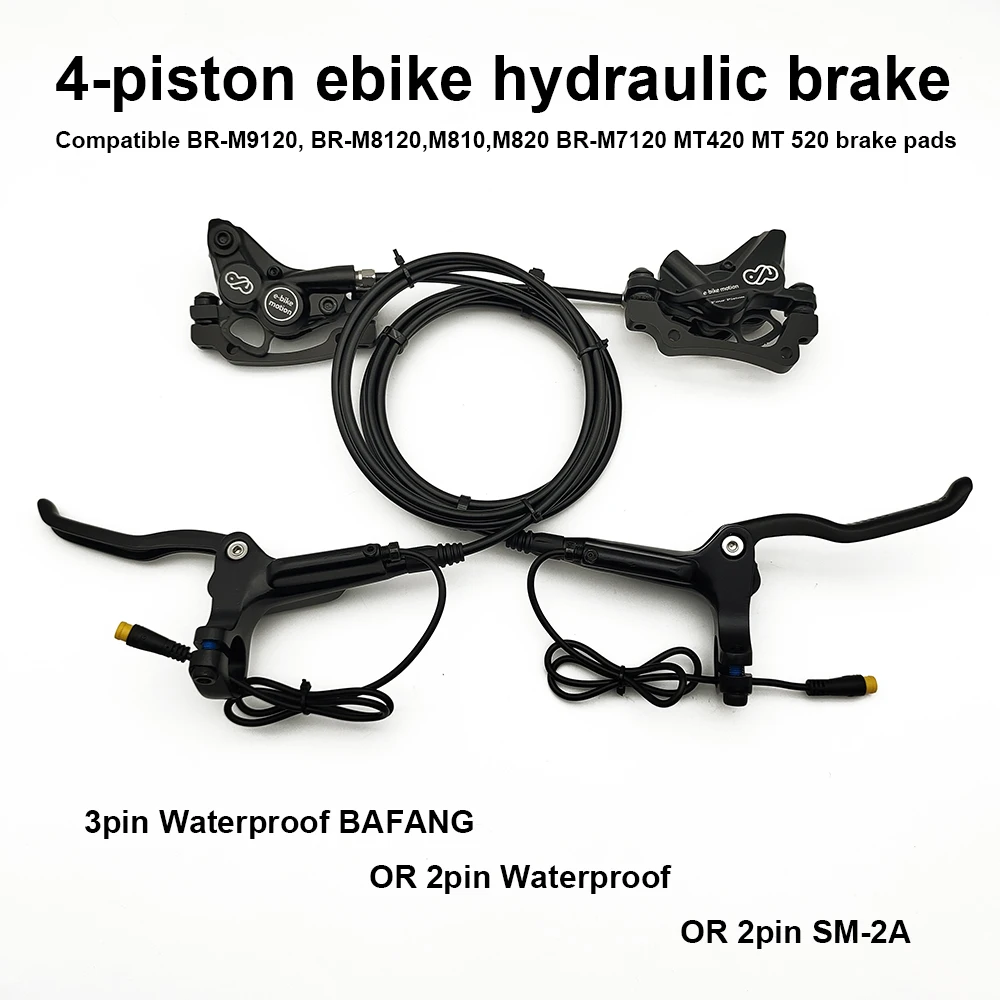 EBKE bicicleta eléctrica E-bike freno hidráulico de 4 pistones para BAFANG Mid BBS 01 02 HD o 2 pines impermeable o 2 pines SM-2A