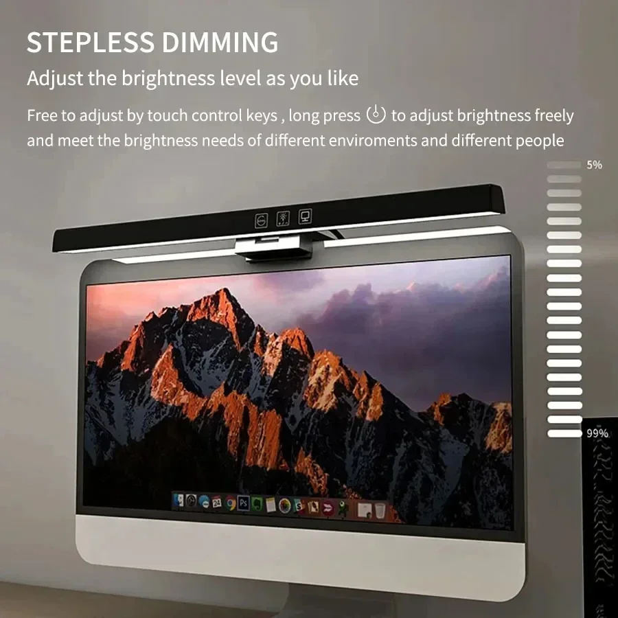 Barra de luz LED regulable para escritorio, lámpara de mesa colgante para lectura, estudio y trabajo, 33cm, 50cm, USB, PC, pantalla de Monitor de ordenador, 3 colores