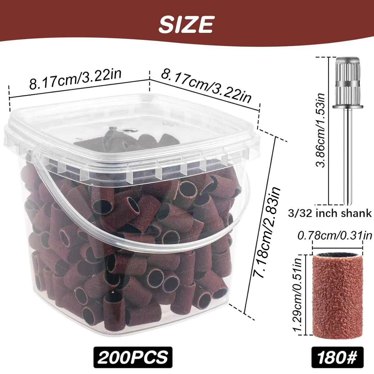 200+2 Piezas Caja de Bandas de Lijado Profesionales, Grano 240 180, para Brocas de Taladro de Uñas y Herramientas de Manicura Eléctrica
