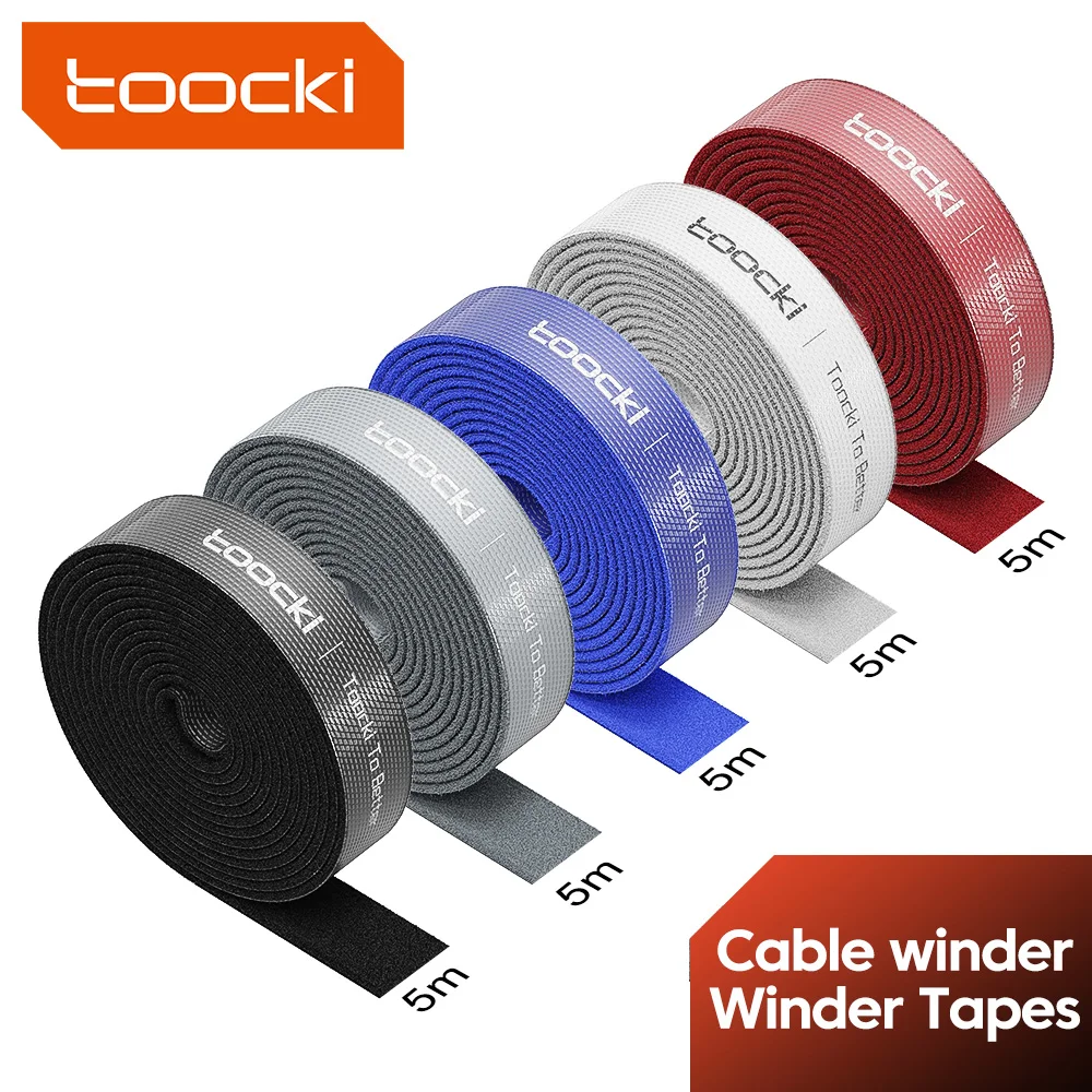 Toocki-organizador de cables de 3m y 5m, gestión del enrollador debajo del destino, organizadores de gestión de cables de corte libre para cables iPhone Xiaomi Poco