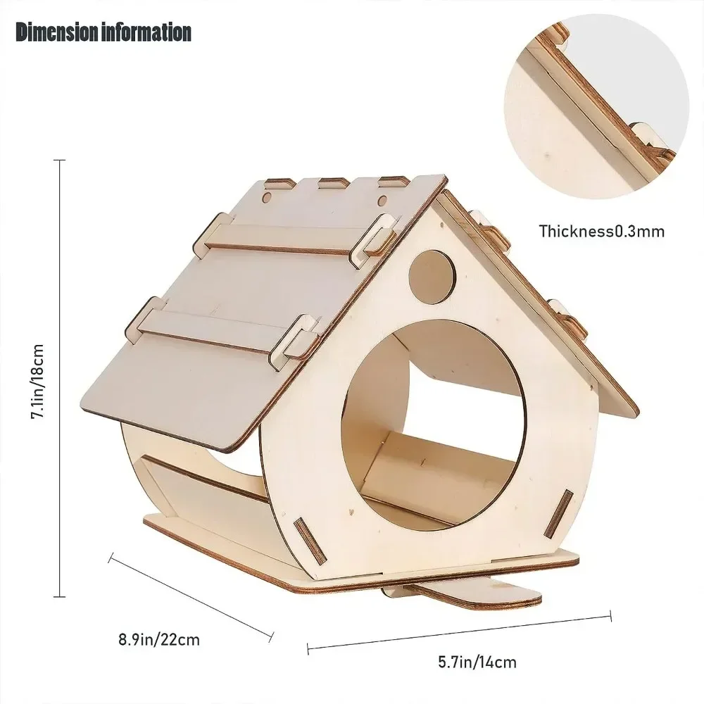 Comederos para pájaros de madera colgantes, avario DIY ensamblado, comederos decorativos para jardín al aire libre, jaula para pájaros, casa para pájaros