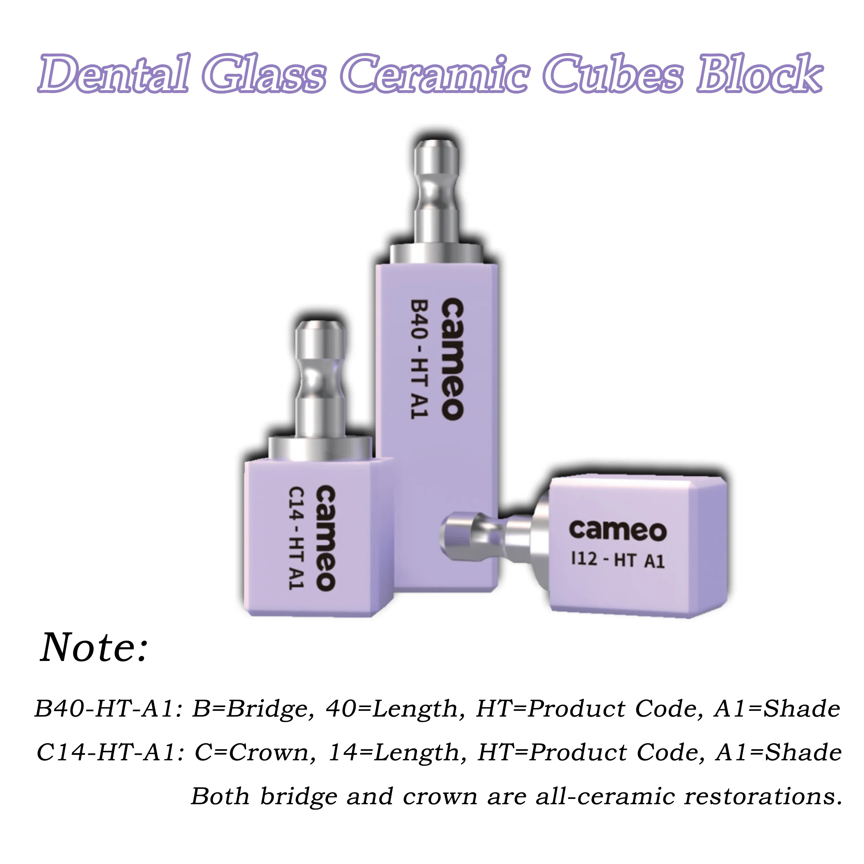 Bloque de cerámica de vidrio CAD CAM de disilicato de litio Aidite C14 HT/LT para carillas, coronas, incrustaciones y sobreincrustaciones en el consultorio