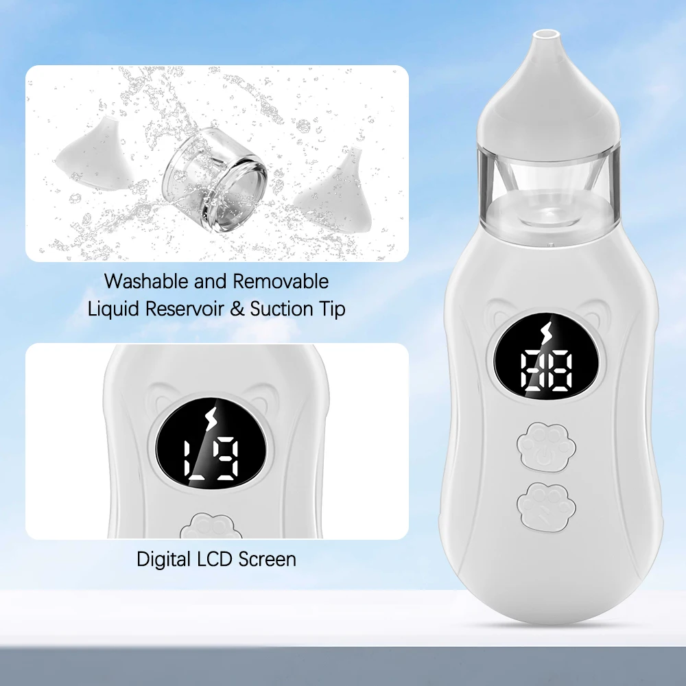 Aspirador Nasal eléctrico para bebé, limpiador de nariz inteligente para recién nacido, dispositivo de succión de moco de 9 velocidades, succionador de moco para niños pequeños de poco ruido