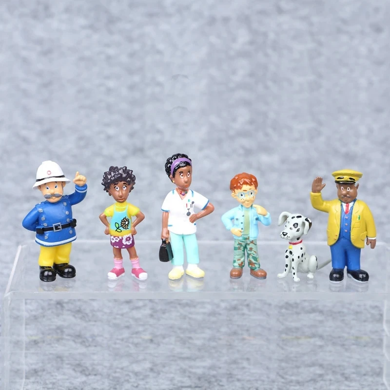 12 unids/set bombero Sam dibujos animados Anime figura de lucha contra incendios modelo PVC muñeca juguetes niño niña juguete para niños cumpleaños regalo de Navidad