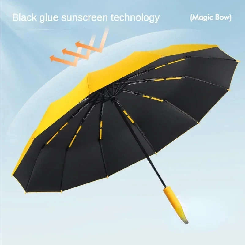Paraguas plegable automático para hombre y mujer, superfuerte, resistente al viento, 72 huesos, reforzado, grande, a prueba de lluvia, protección solar