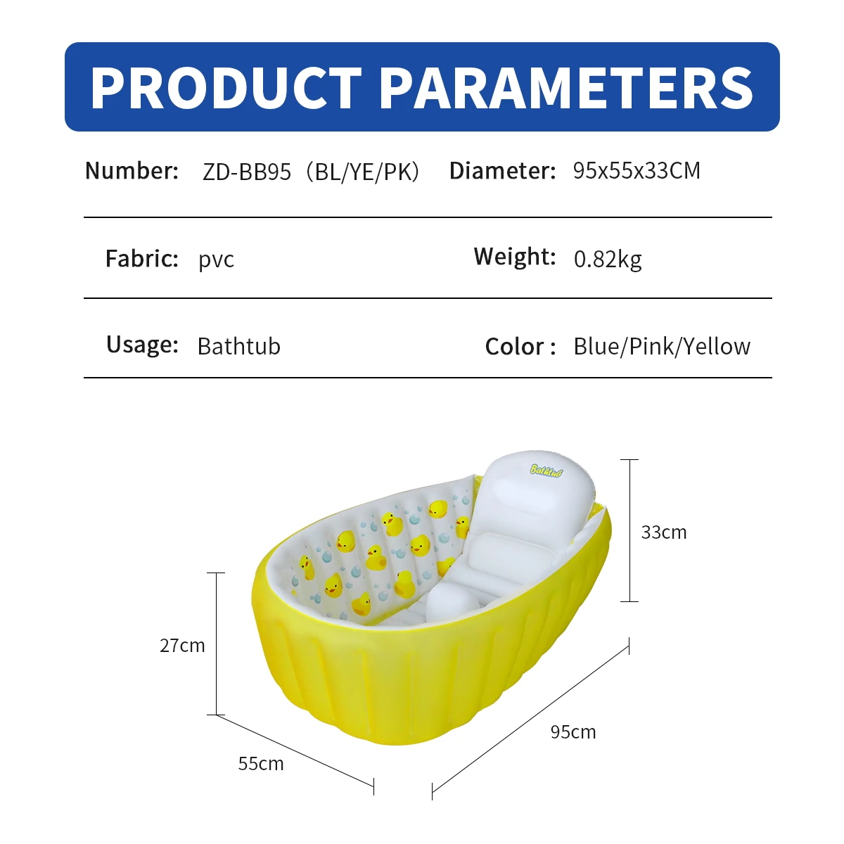 Piscina de bañera inflable para sentarse, bañera portátil antideslizante para bebés y niños de 0 a 6 meses, amarillo