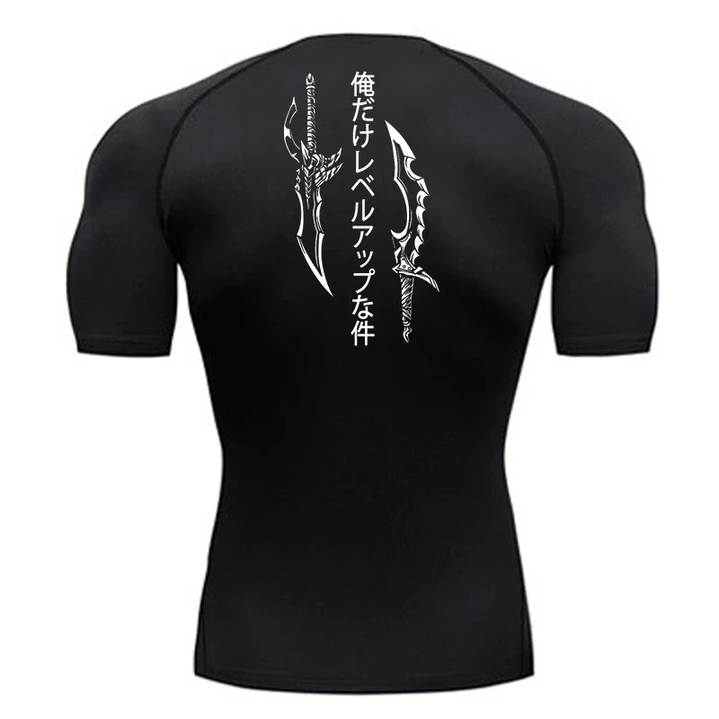 Camisas de compresión con estampado de daga para hombre, camisetas atléticas de secado rápido, camisetas de protección contra sarpullidos, entrenamiento de gimnasio, camisetas interiores para correr