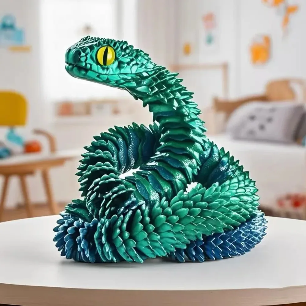 Serpiente Impresa en 3D, Multiarticulada, Giratoria, Estereoscópica, Adorno de Escritorio para Oficina, Decoración del Hogar, Modelo Animal, Figura Decorativa para Coche