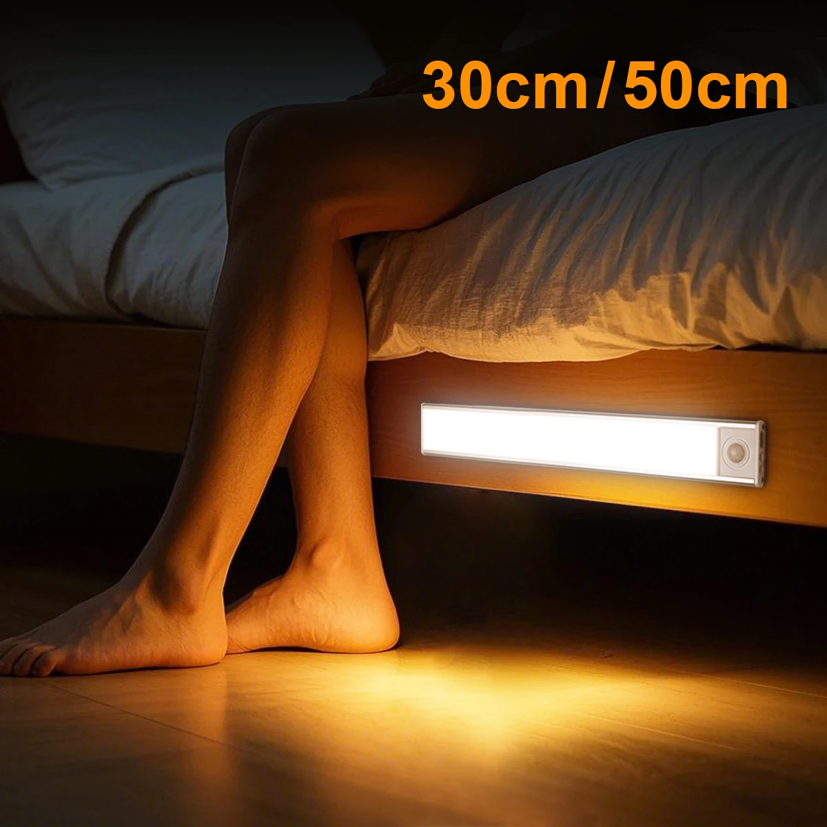 Barra de luz LED recargable por USB, batería de alta capacidad, Sensor de movimiento de aluminio, tira magnética para escaleras, armario, lámpara de noche
