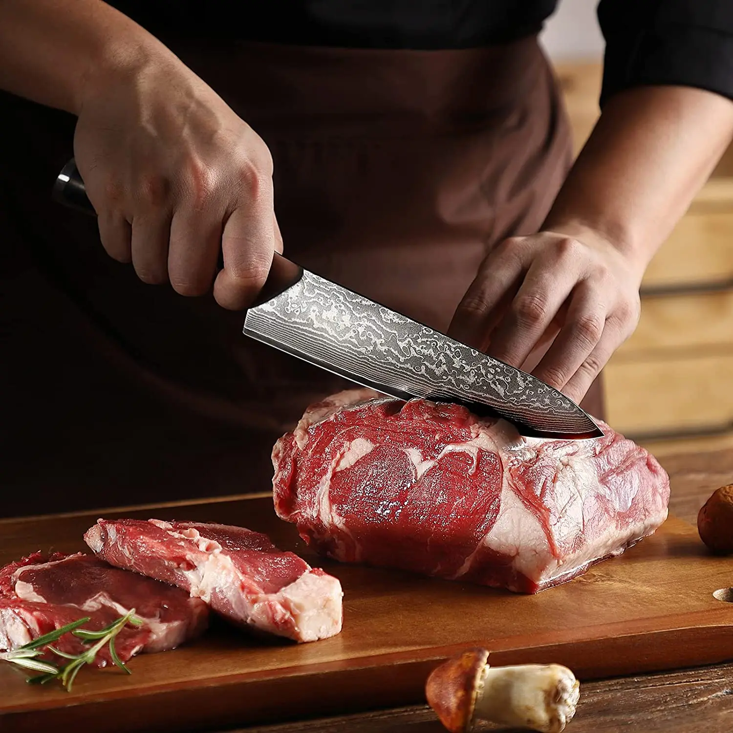 Sunnecko-cuchillo de Chef de Damasco, utensilio de cocina japonés de 8 pulgadas, Ultra afilado, de alto carbono, VG10, cortador de carne de acero, Gyuto