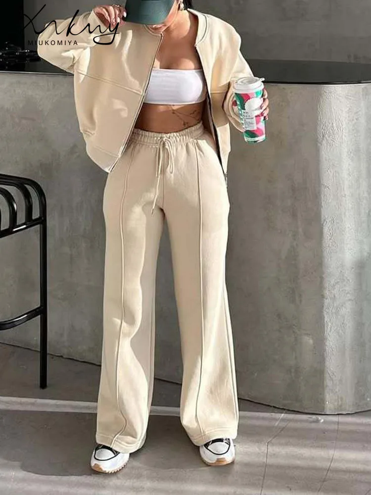 conjunto deportivo mujer gym, Traje cálido para mujer, conjuntos de pantalones de chándal de invierno, 2 piezas, chaqueta y pantalones de lana gruesa con cremallera, conjunto de chándal de terciopelo para mujer