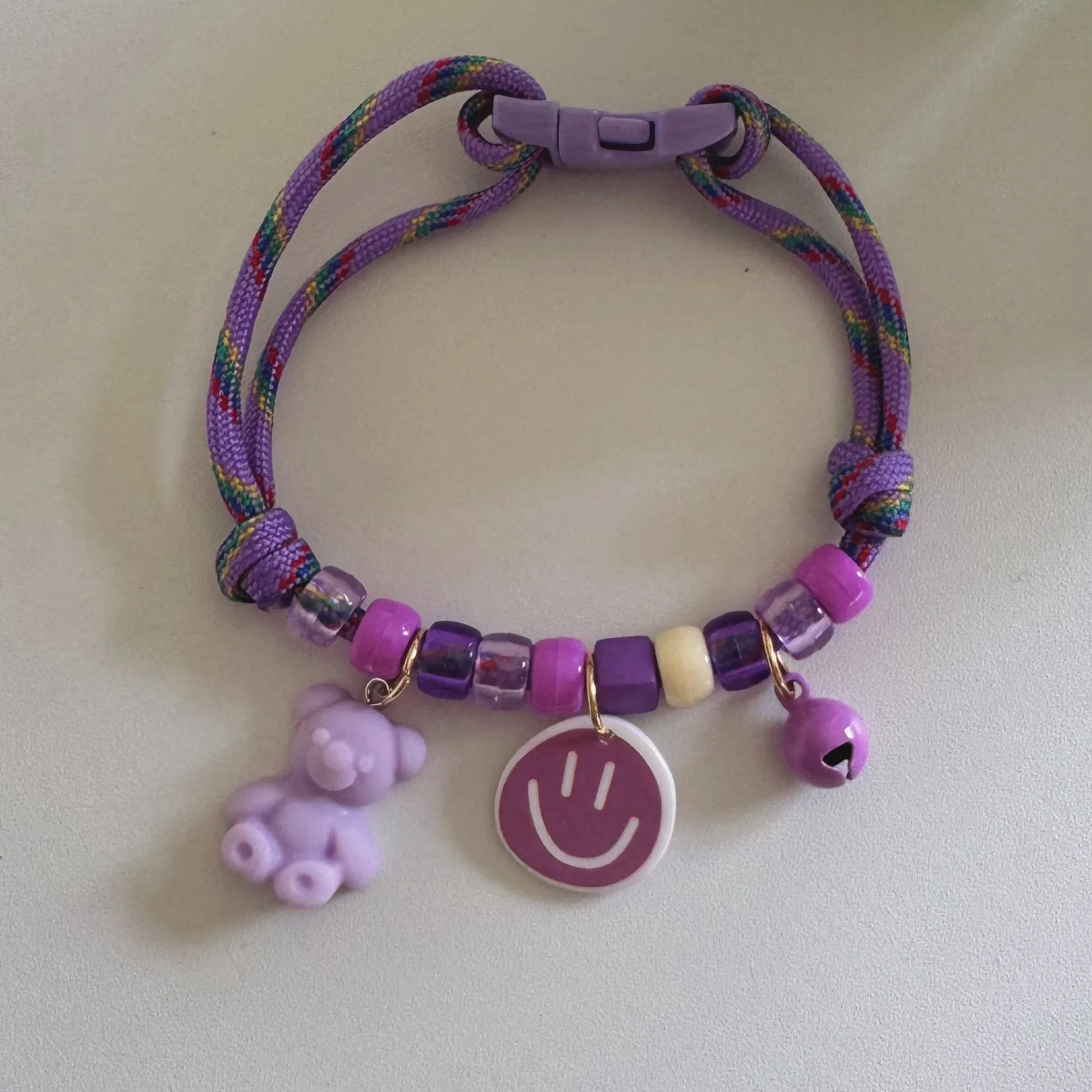 Collar para perro y gato, tejido contrastante de Color, frescura de verano, Collar ajustable con cara sonriente de amor, Collar separable para gato