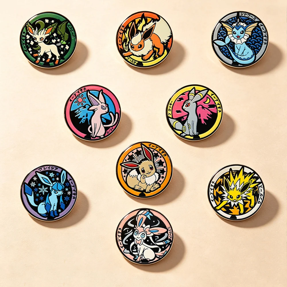 9 pines coleccionables de esmalte Kawaii Eeveelutions Espeon, broche de anime con diseño de elfo zorro monstruo, insignia para mochila, chaqueta, regalo.