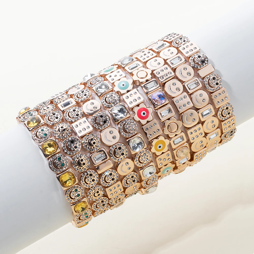 2024 nuevo brazalete feliz de diamantes de imitación para mujer accesorio de mano de diamante