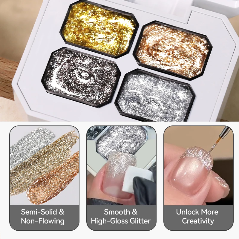 UR SUGAR Glimmer Pat Painting Gel Esmalte de Uñas Dorado Plateado para Uñas Francesas DIY Líneas Flores Pintadas Estampado Manicura Estampado de Uñas