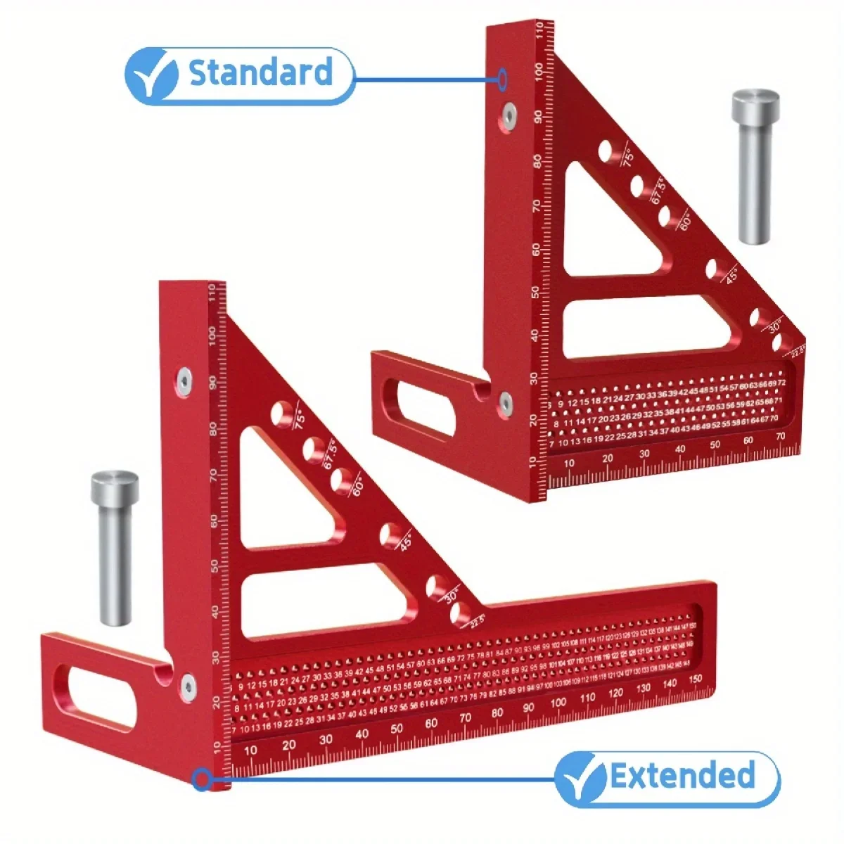 Regla de Medición Triangular Multiusos de Aleación de Aluminio para Carpintería 3D, Herramienta de Marcado con Transportador para Diseño de Madera
