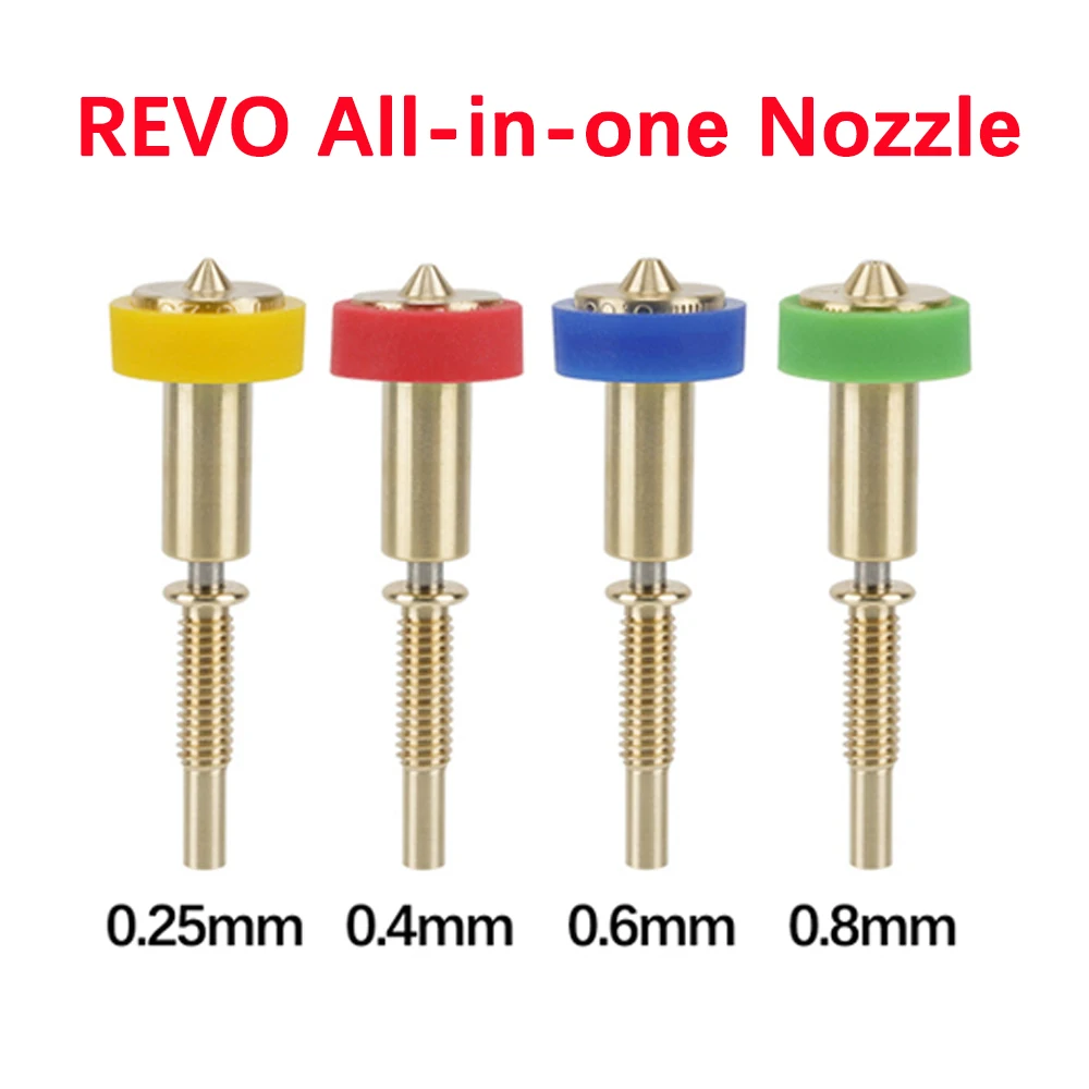 Boquilla todo en uno Revo para Hotend cerámico Revo 0,25/0,4/0,6/0,8mm impresora 3D boquilla de titanio de latón Heatbreak para extremo caliente E3D Revo