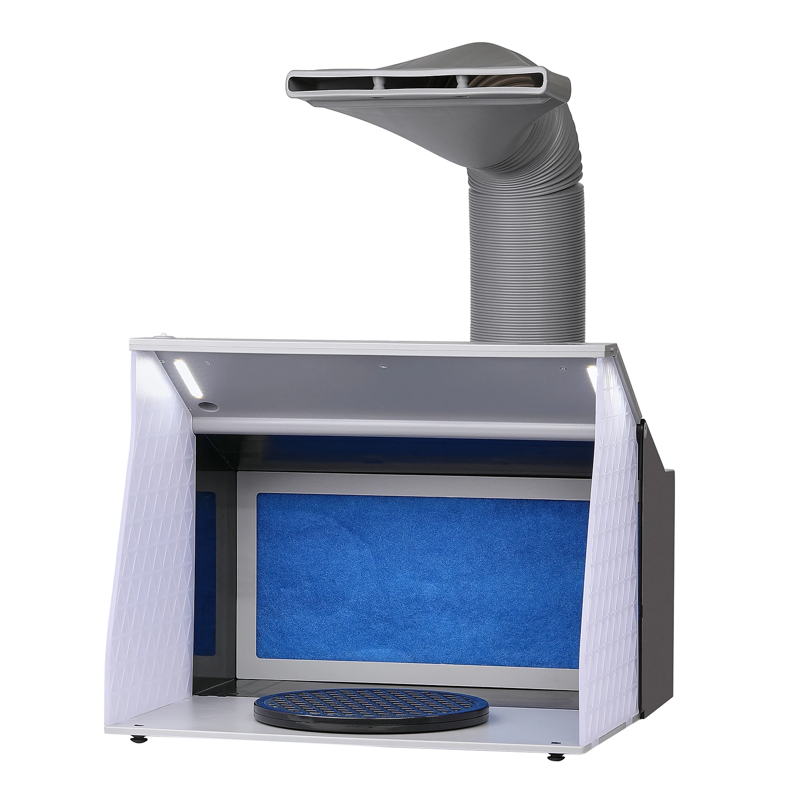 SucceBuy Cabina de pulverización de aerógrafo Kit de cabina de pulverización de pintura de aerógrafo portátil para Hobby con 4 ventiladores de escape duales potentes con luz LED
