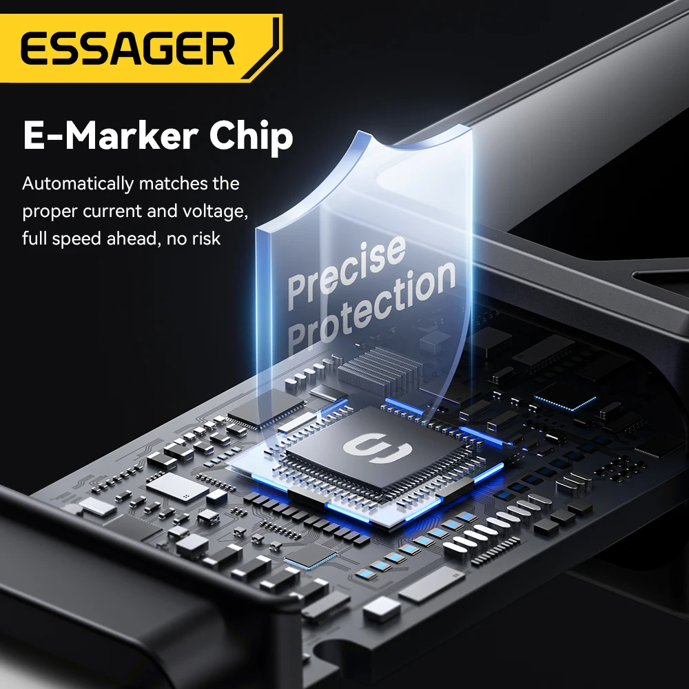 ESSAGER 100W Cable tipo C a C con pantalla Digital PD Cable de carga rápida para MacBook Pro/Air iPhone 16/15/14 iPad Cable USB C