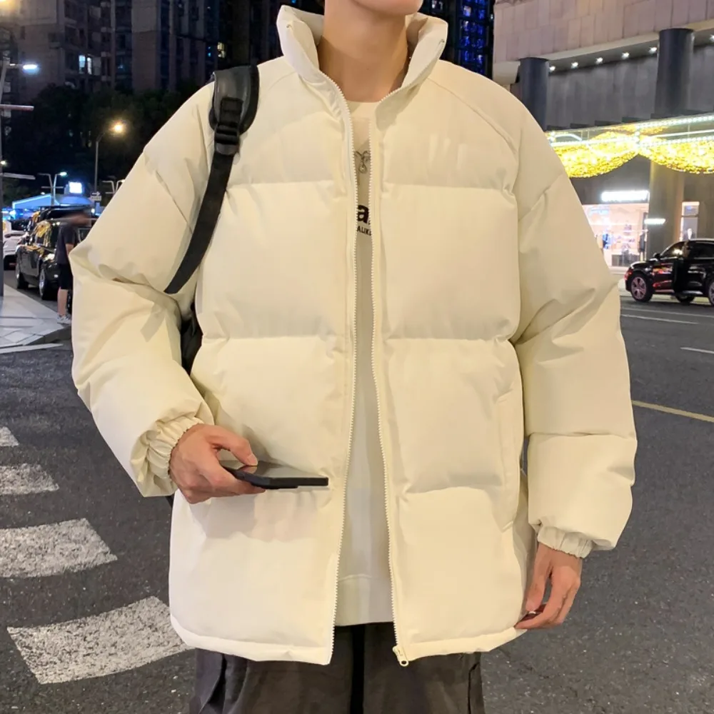 Parkas para hombre, chaquetas informales de estilo básico cálido, abrigo grueso de invierno, chaqueta acolchada, prendas de vestir de Color sólido, ropa para hombre