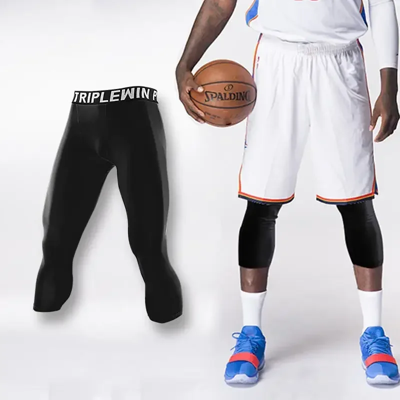 Mallas Capri de gimnasio para hombre y niño, pantalones cortos para correr, baloncesto, fútbol, Fitness, ejercicio, J12, 3/4