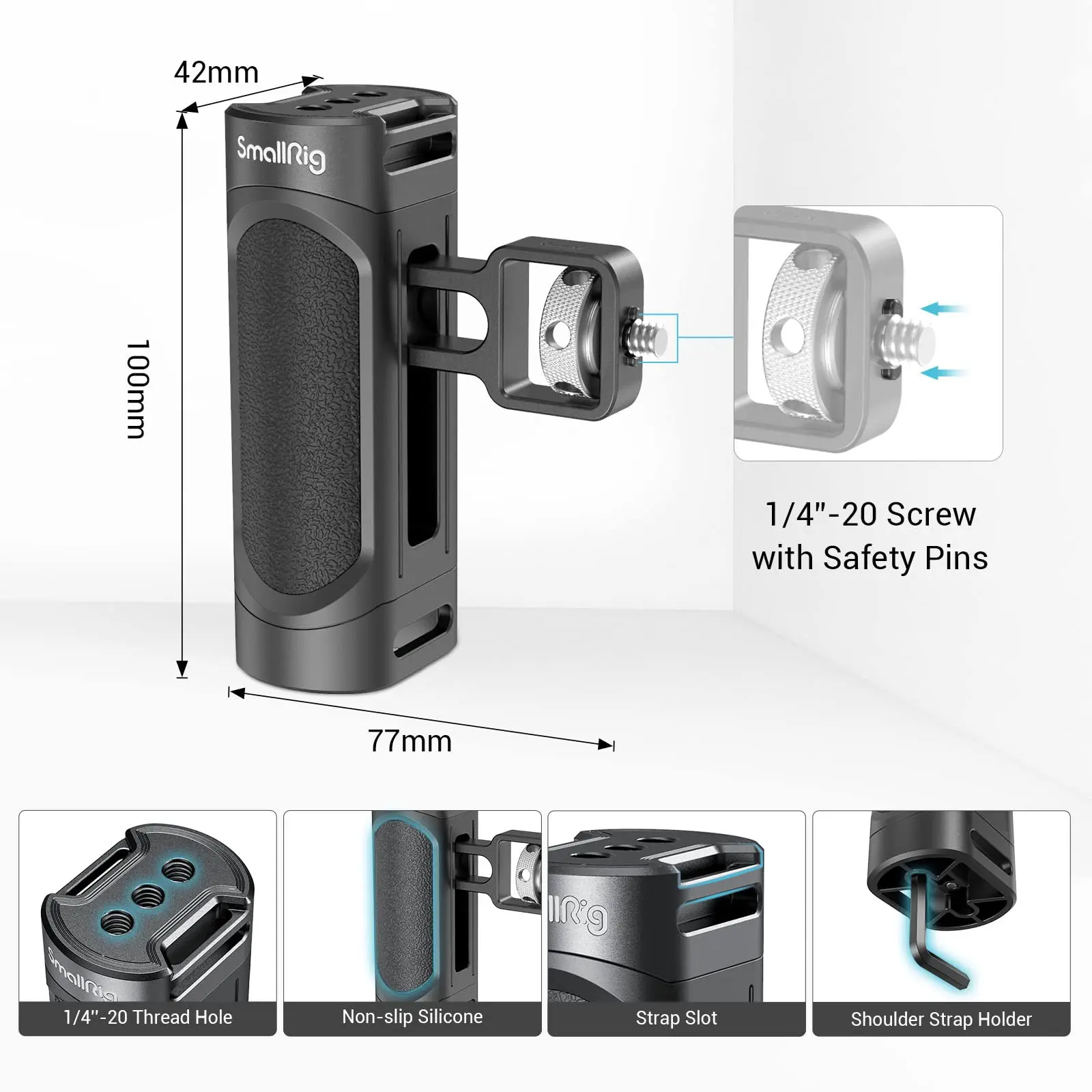Mango lateral SmallRig para iPhone 14, soporte de vídeo para teléfono inteligente, ligero, 1/4 hilos, empuñadura Universal de liberación rápida 2772