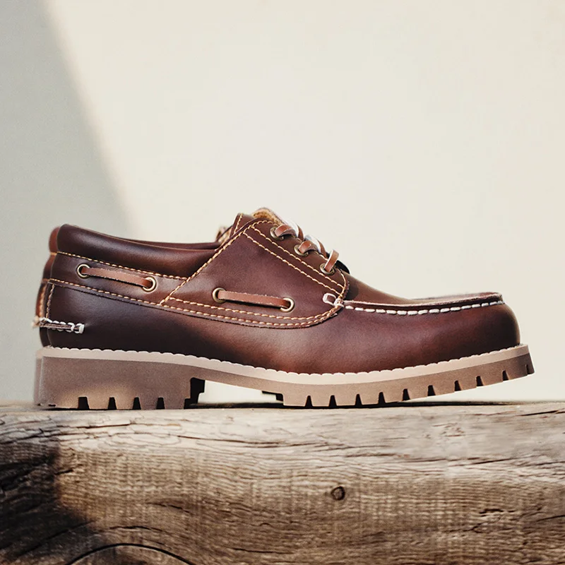 Zapatos Náuticos Vintage para Hombre Maden, con Cordones, Punta Redonda, Estilo Derby, Botas Bajas, Estilo Británico Clásico, Zapatos de Vestir para Trabajo