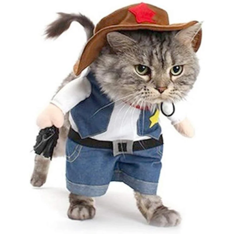 Disfraz divertido de Halloween para perro y gato, ropa de vaquero para mascotas, Disfraces para perros pequeños, accesorios de Cosplay para gatos