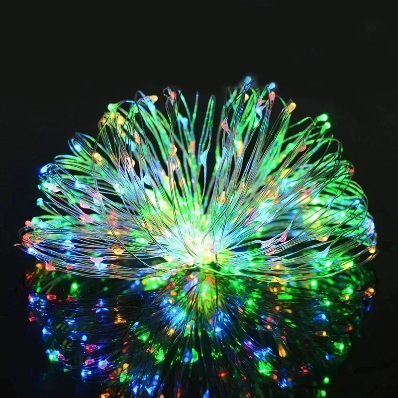 Guirnalda de luces Led solares de 7M/12M/22/32M, adorno para exteriores, guirnalda de luces Led impermeables, decoración de lámpara Solar para jardín y fiesta de Navidad