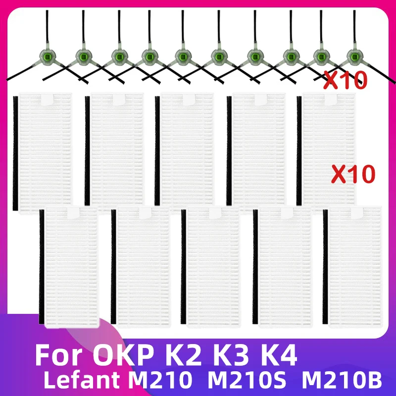 Compatible con Lefant M210 M210S M210B M213 / OKP Life K2 K3 K4 Robot Aspirador Cepillo Lateral Filtro HEPA Paño de Limpieza Piezas Accesorios