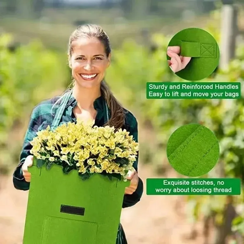 Bolsas de fieltro para cultivo de plantas, tela no tejida, maceta de patatas de jardín, bolsas de cultivo de verduras de invernadero, herramientas verticales hidratantes, 3 estilos
