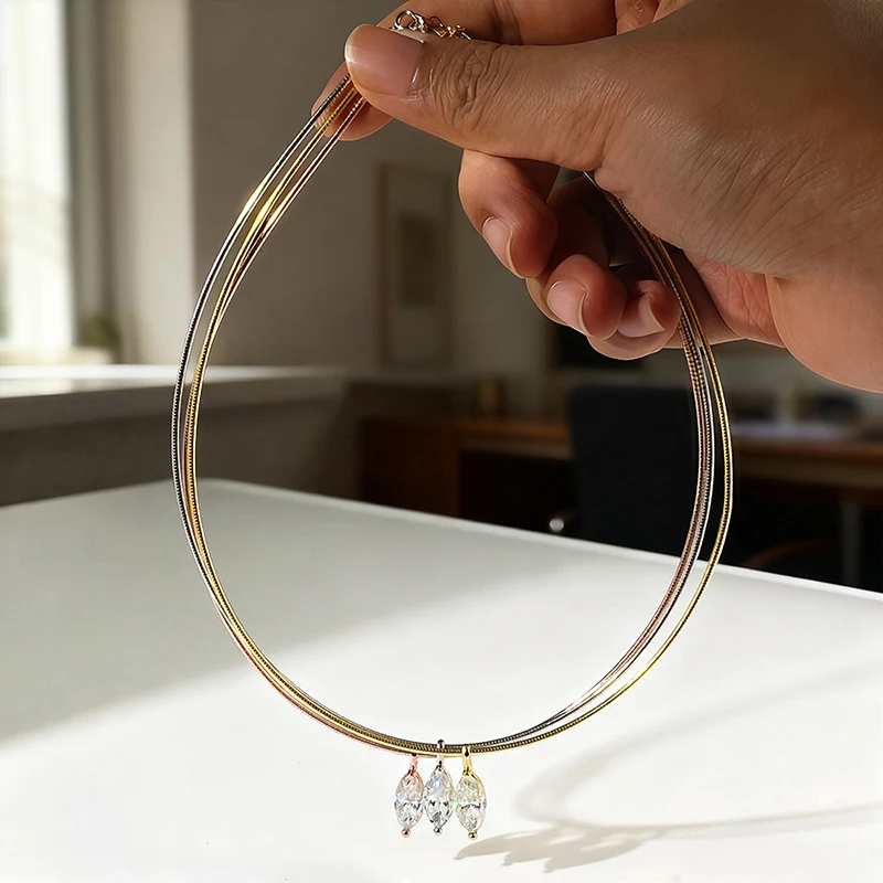 Smyoue 3CT 7*14MM collar de moissanita de corte marquesa para mujer colgante solitario cadena brillante diamante de laboratorio joyería pura 925