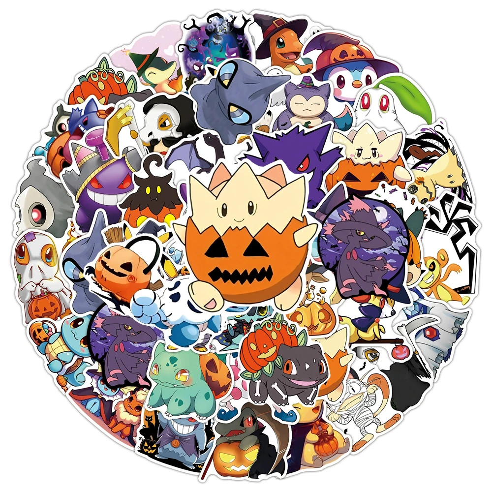 10/30/50 Uds. Pegatinas góticas de Pokémon, calcomanías de anime de Pikachu y Charmander para Halloween, juguetes impermeables, graffiti, papelería, para laptop