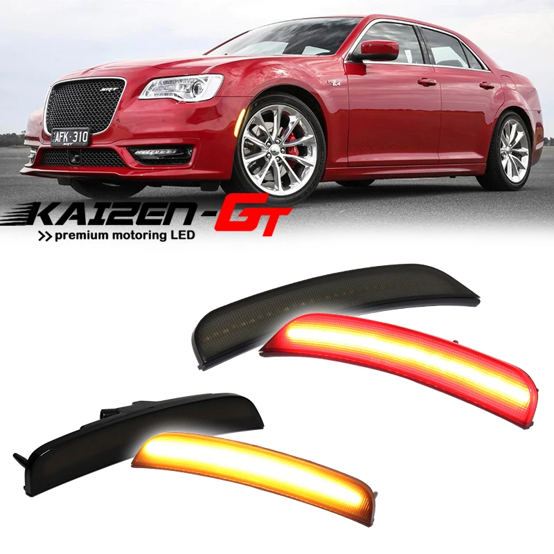 Luces LED de posición laterales ahumadas ámbar delanteras/rojas traseras para parachoques y guardabarros para Chrysler 300 2015-2023