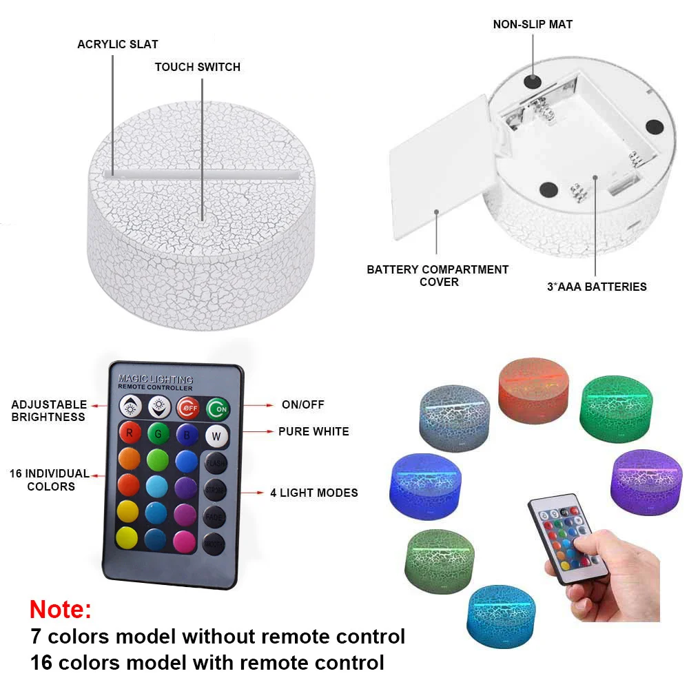 Lámpara de ilusión 3D de cabeza de camión, luz nocturna Led acrílica, decoración de dormitorio, 7 colores cambiantes, regalo para niños