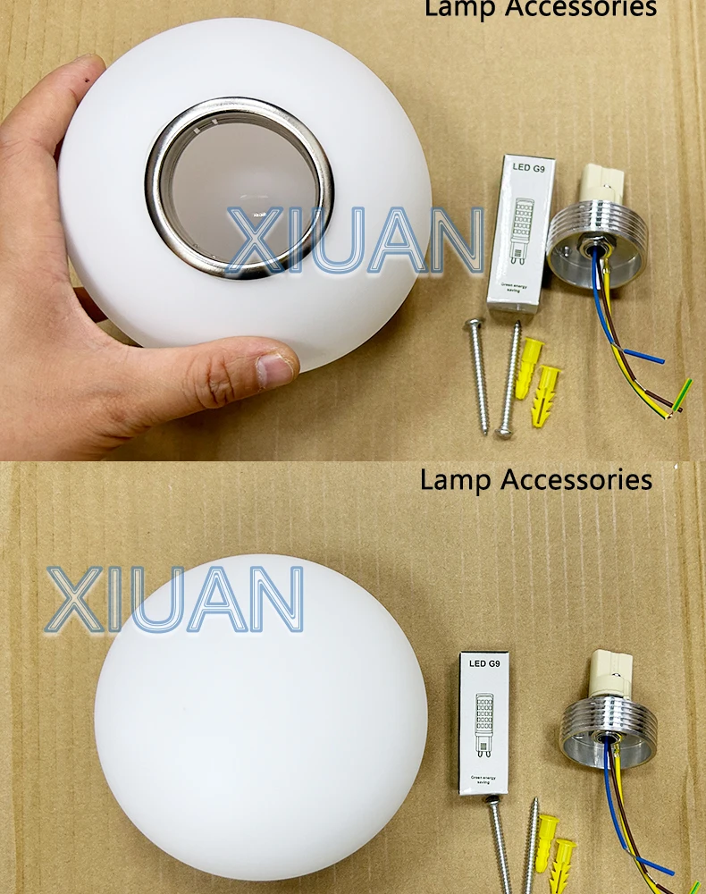 Luces de vidrio redondas, Base oculta moderna, lámpara de pared de vidrio blanco lechoso para dormitorio, mesita de noche, sala de estar, escalera, pasillo, entrada, Hotel