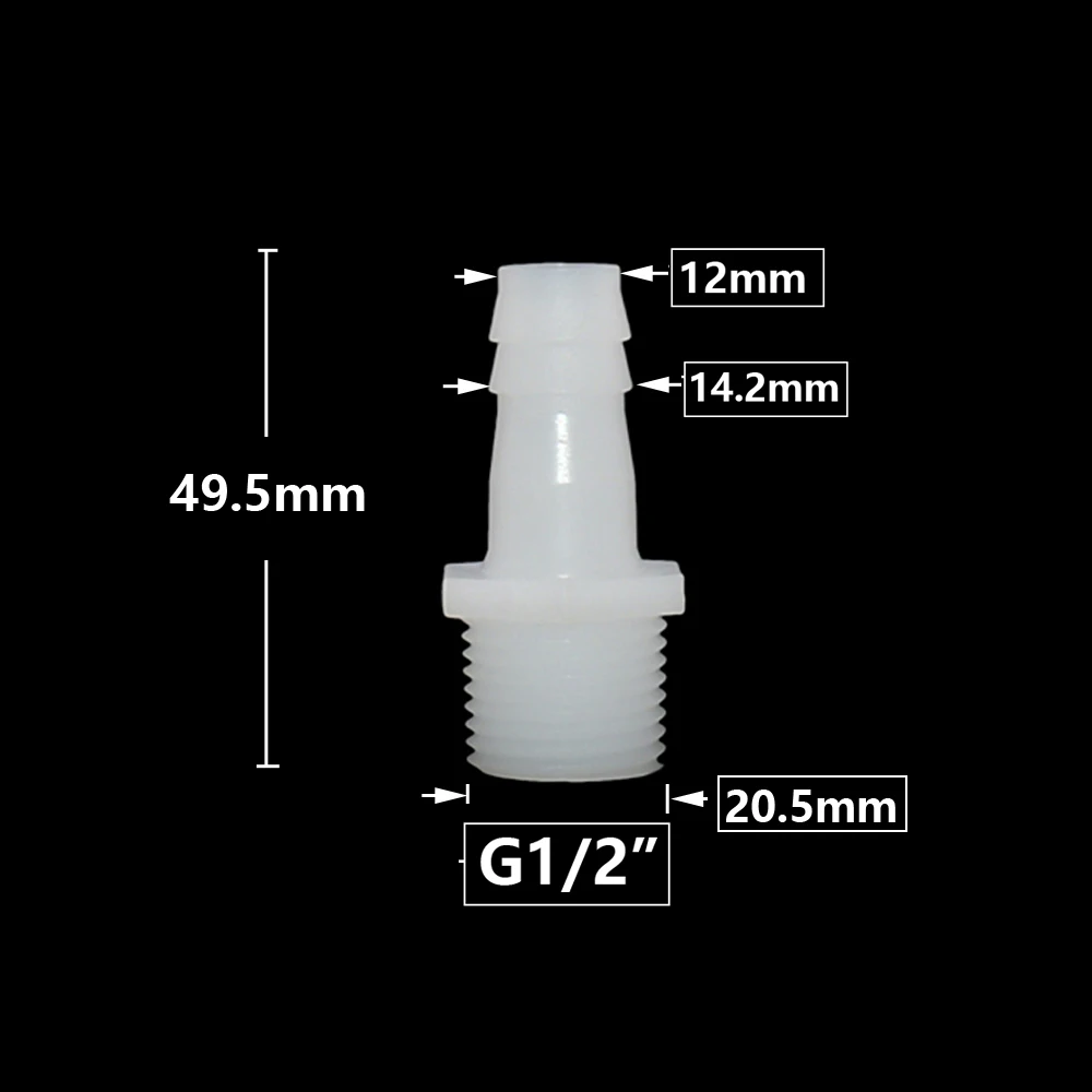 Rosca de 1/2 pulgada a púas 4/6/8/10/12/14/16/18/20mm accesorios de conector de manguera de plástico sistema de riego por goteo acoplador de tubería