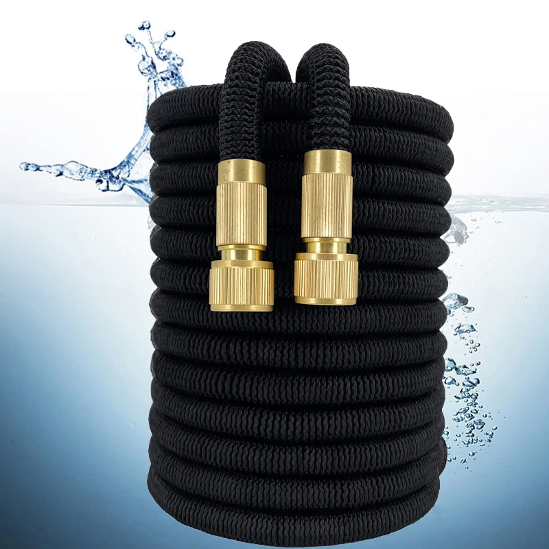 Manguera de Jardín Extensible, Manguera de Agua Flexible, Manguera Portátil para Patio con Conexiones de Latón Sólido y Doble Látex