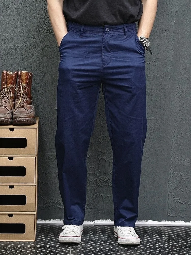 Nuevos pantalones clásicos de algodón puro de pierna recta para primavera/otoño, pantalones deportivos informales holgados de alta calidad para hombre, tallas 28-36
