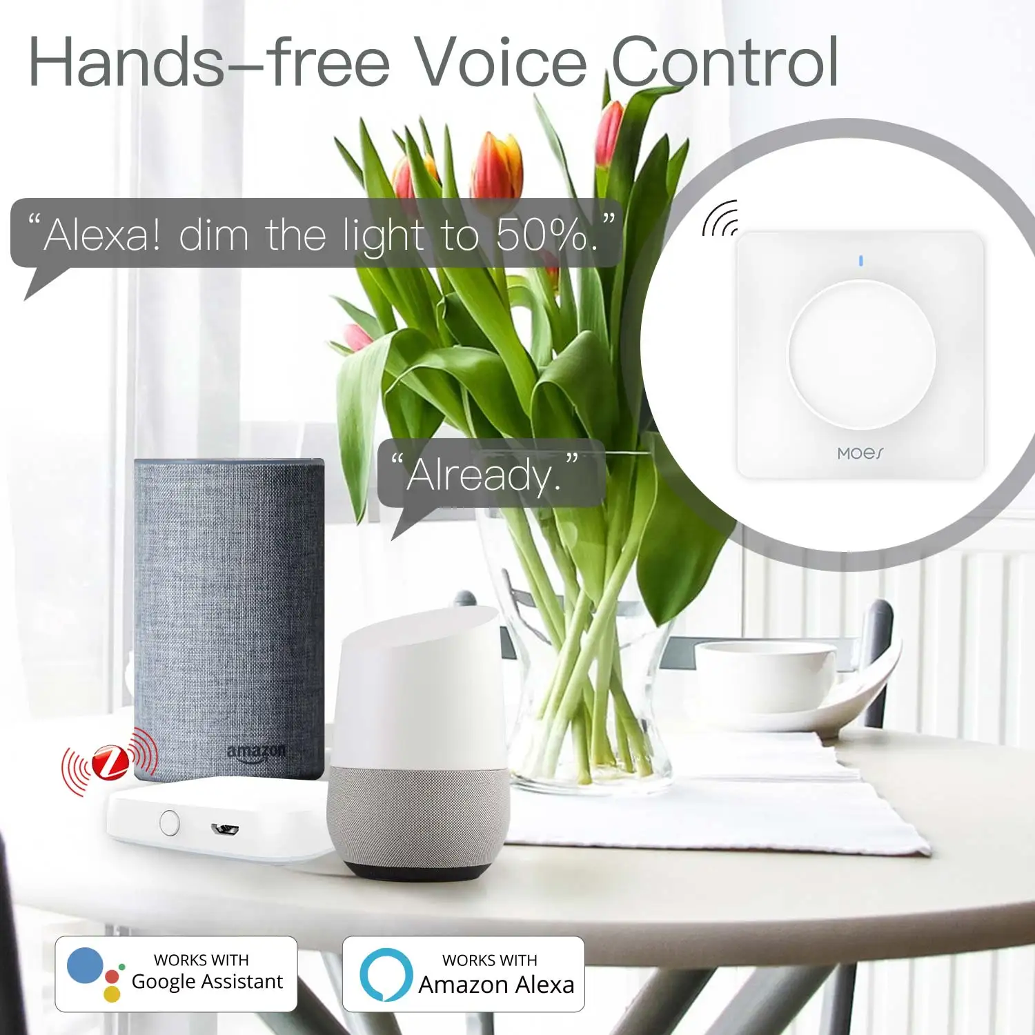 Nuevo interruptor atenuador de luz giratorio/táctil inteligente ZigBee, Control por aplicación remota Smart Life/Tuya, funciona con asistentes de voz de Google Alexa, UE